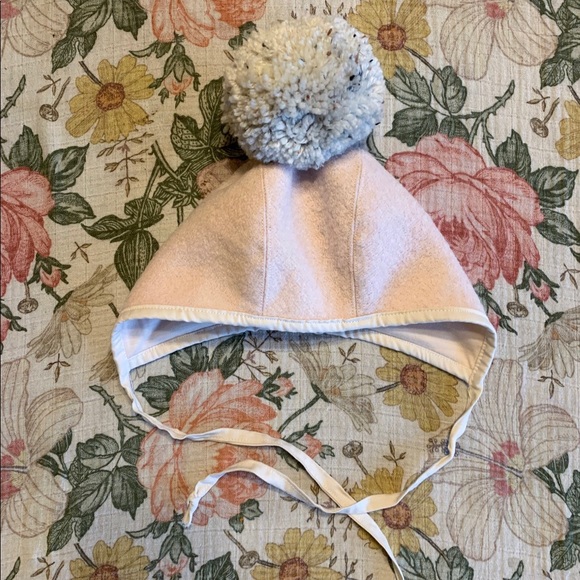 Rain People Pom Pom Bonnet Wool Pink 